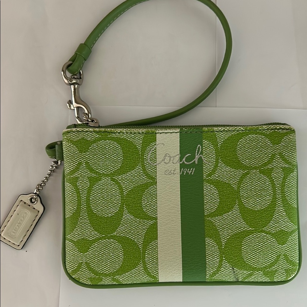 Coach Green Wristlet Bag